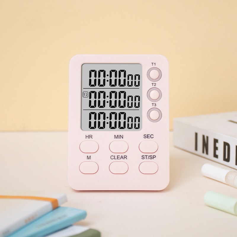 Timer Kidsren'S Self-Discipline Time Manager Digital Display Visual Timer Kitchen Timer Three-Channel Alarm Clock - Image 1